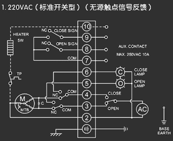 220VAC標(biāo)準(zhǔn)開關(guān)型<a href='http://tangguohezi.cn/Product/diefa/diandongdiefa/' target='_blank'>電動<a href='http://tangguohezi.cn/Product/diefa/' target='_blank'>蝶閥</a></a>接線圖