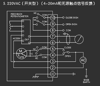 220VAC開關(guān)型<a href='http://tangguohezi.cn/Product/diefa/diandongdiefa/' target='_blank'>電動<a href='http://tangguohezi.cn/Product/diefa/' target='_blank'>蝶閥</a></a>接線圖