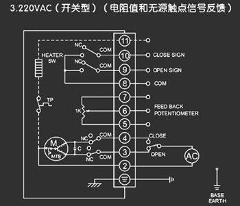 220VAC開關(guān)型<a href='http://tangguohezi.cn/Product/diefa/diandongdiefa/' target='_blank'>電動<a href='http://tangguohezi.cn/Product/diefa/' target='_blank'>蝶閥</a></a>接線圖