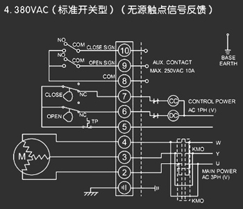 380VAC標(biāo)準(zhǔn)開關(guān)型<a href='http://tangguohezi.cn/Product/diefa/diandongdiefa/' target='_blank'>電動<a href='http://tangguohezi.cn/Product/diefa/' target='_blank'>蝶閥</a></a>接線圖
