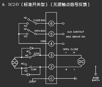 ＤＣ24Ｖ標(biāo)準(zhǔn)開關(guān)型<a href='http://tangguohezi.cn/Product/diefa/diandongdiefa/' target='_blank'>電動<a href='http://tangguohezi.cn/Product/diefa/' target='_blank'>蝶閥</a></a>接線圖