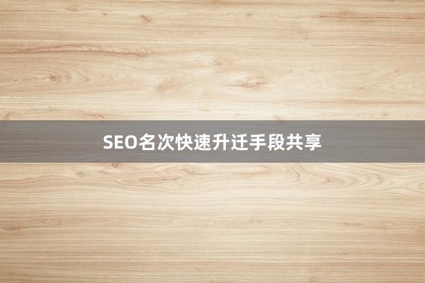 SEO名次快速升迁手段共享